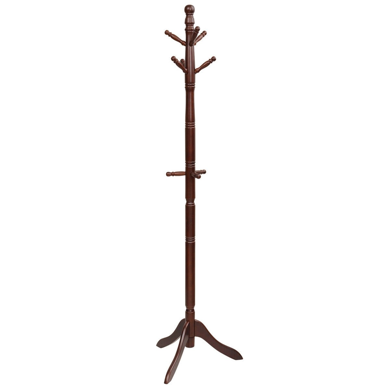 Adjustable Height Free Standing Wooden Coat Rack Tree Perfect for Any Room